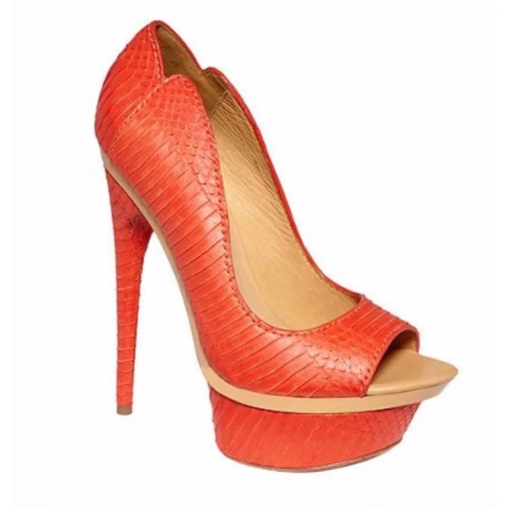 L.A.M.B. Gwen Stefani Coral Snakeskin Illane Pumps